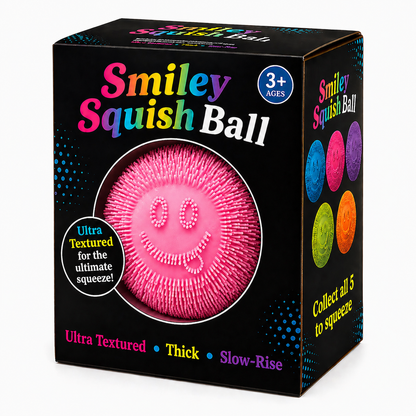 Smiley Squish Ball – Blush Pink | Textured Slow-Rise 6/24