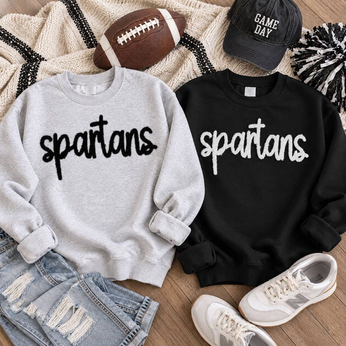 Spartans Fluffy Heat Press Patch | Script Mascot