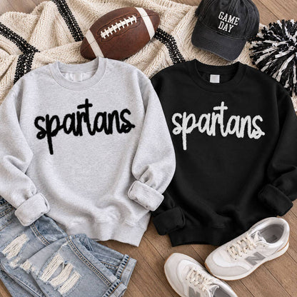 Spartans Fluffy Heat Press Patch | Script Mascot