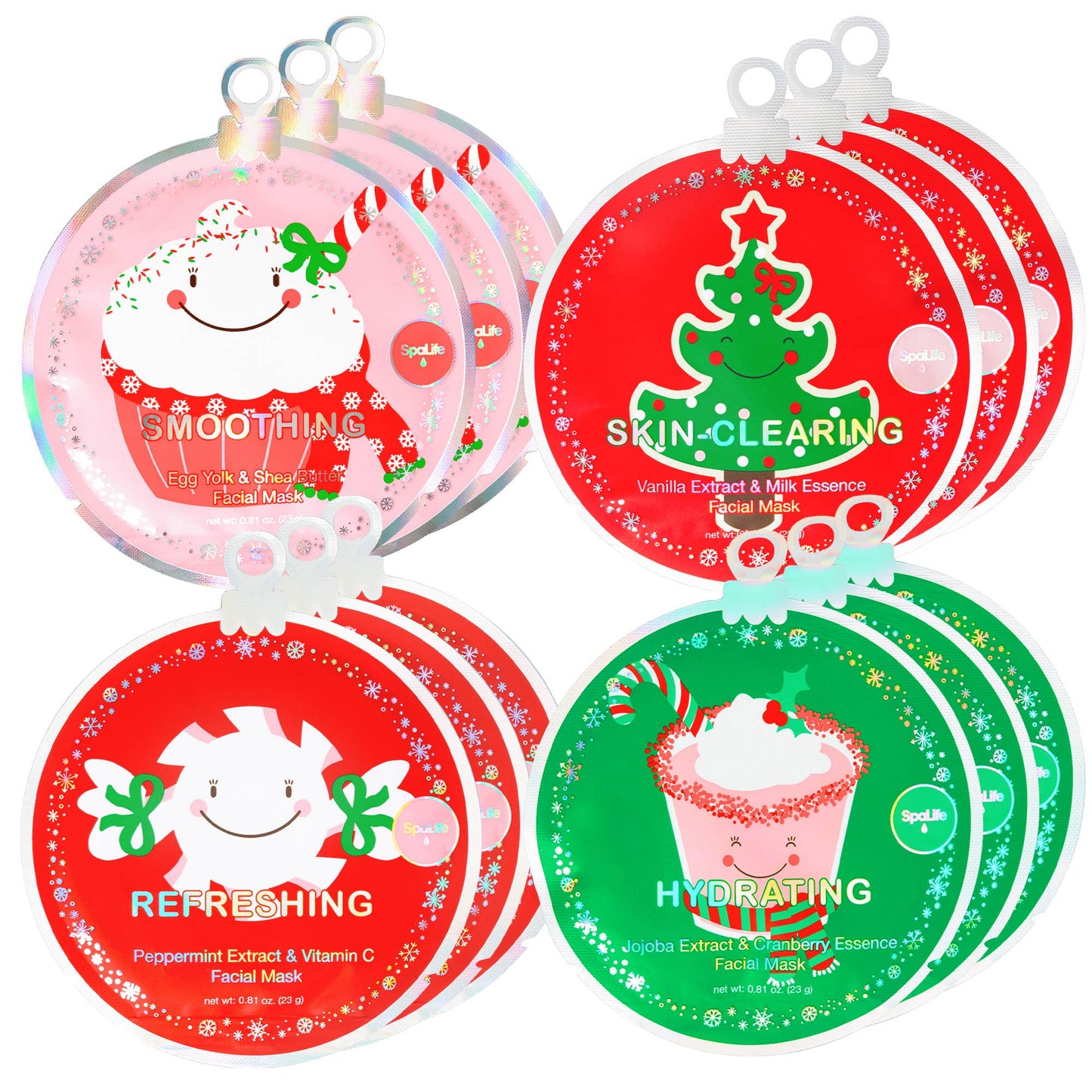 Christmas Holiday Stocking Stuffer Facial Masks  | 12 Pack