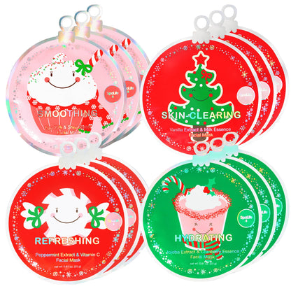 Christmas Holiday Stocking Stuffer Facial Masks  | 12 Pack