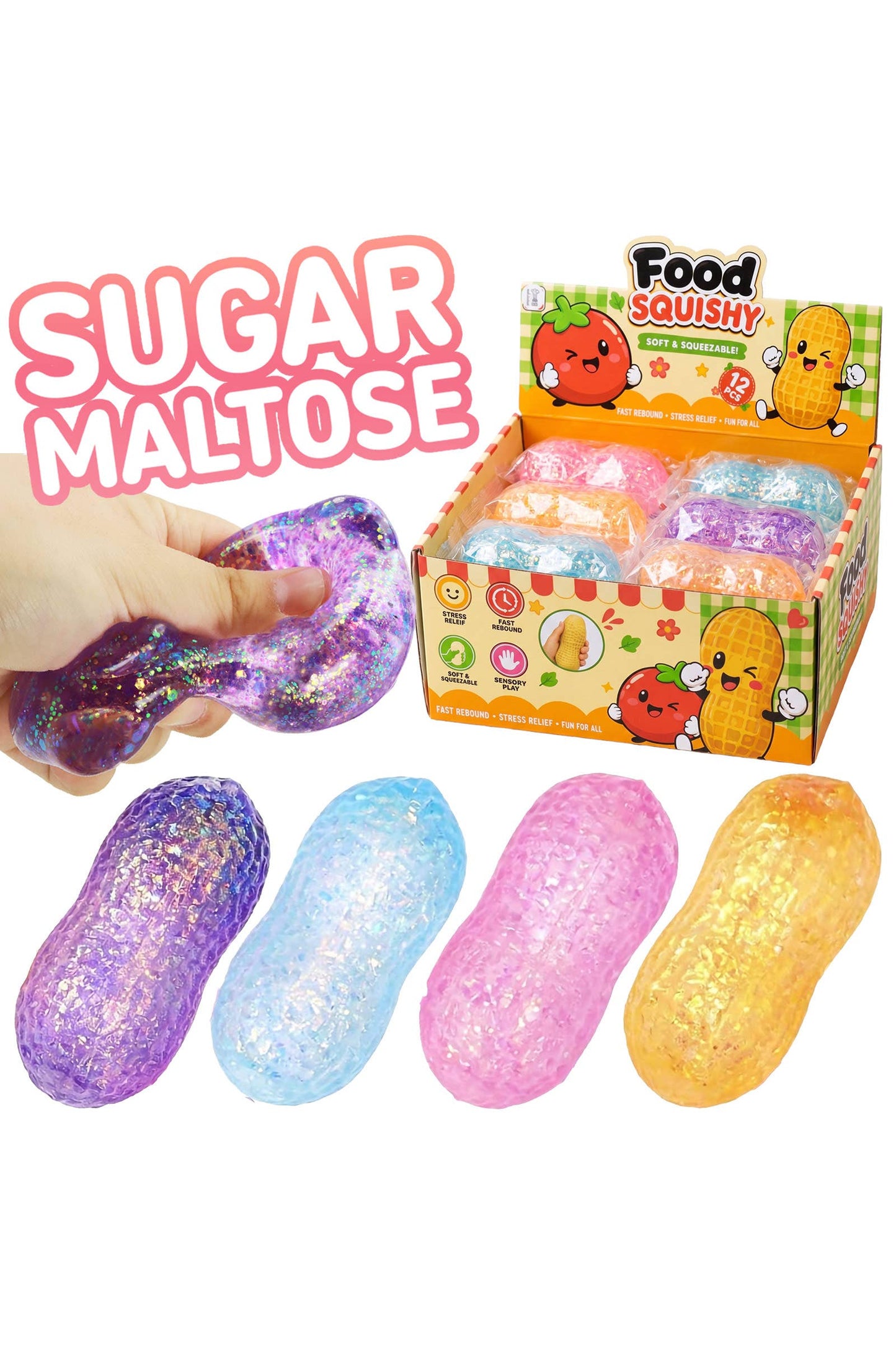 Peanut Glittery Maltose Thick Putty Filled TPR Squishy