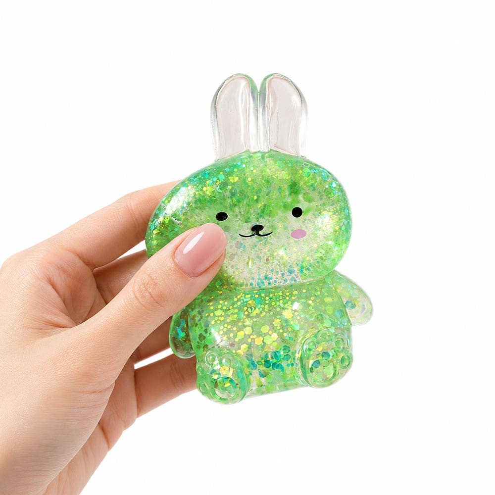 12PCS - Glitter Bunny Squeeze Squishy Stress Relief Toy