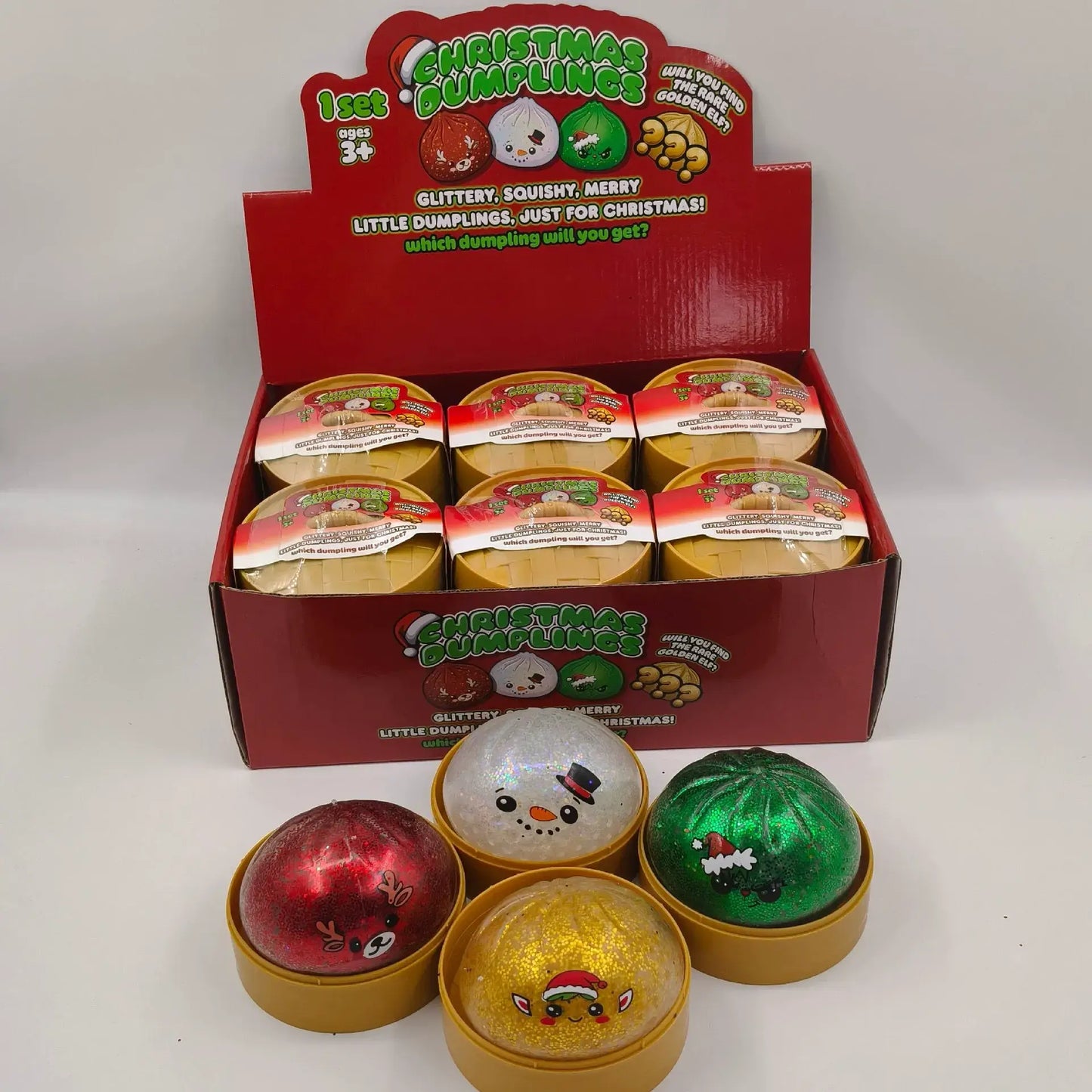 Christmas Glitter Pop-Bead Dumpling Squishy Mystery Toy