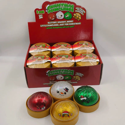 Christmas Glitter Pop-Bead Dumpling Squishy Mystery Toy