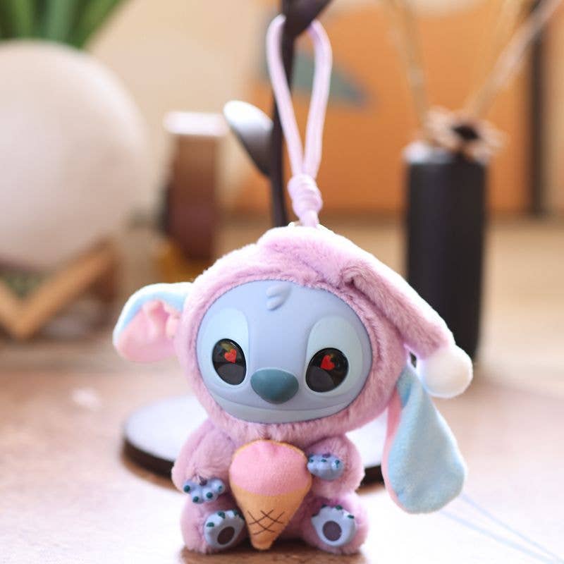 Cute Stitch inspired plush keychain bag charm