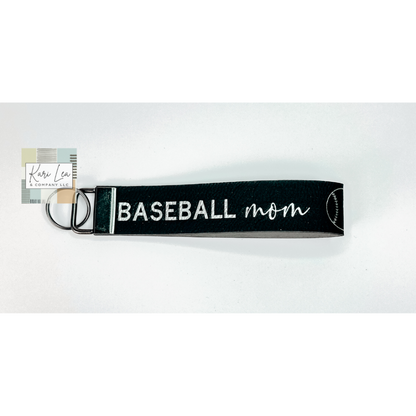 Leather Wristlet - Baseball Mom (Black/Silver)|8422