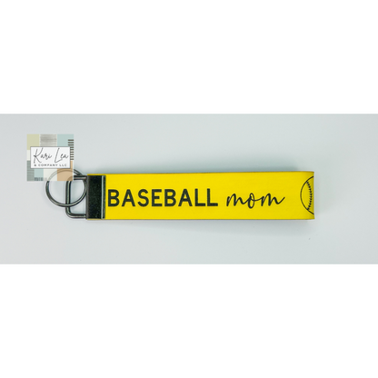 Leather Wristlet - Baseball Mom (Yellow)|8426