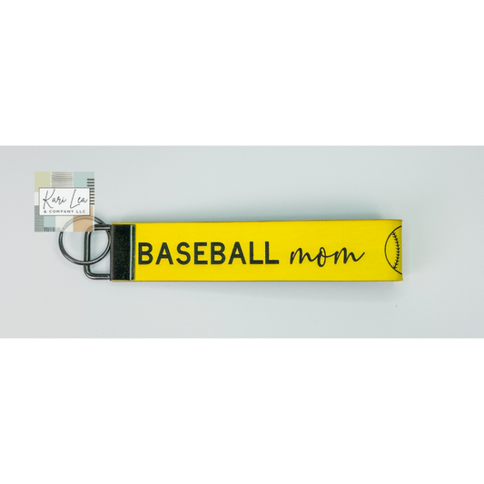 Leather Wristlet - Baseball Mom (Yellow)|8426
