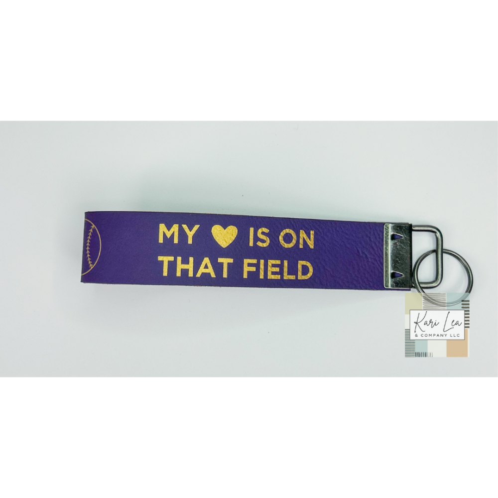 Leather Wristlet - Baseball Mom (Purple)|8417