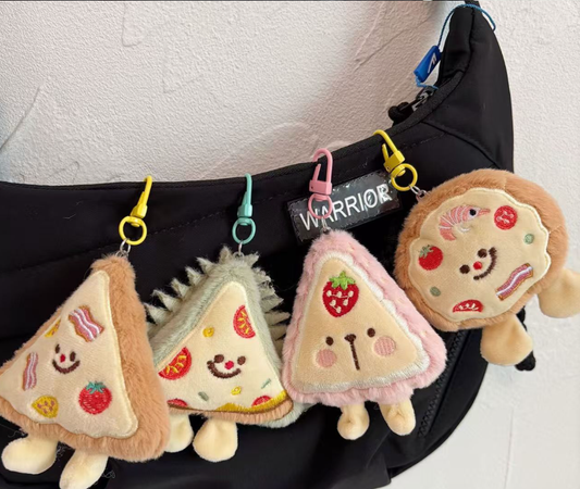 Plush Fuzzy Cute pizza Keychain Bag Charm