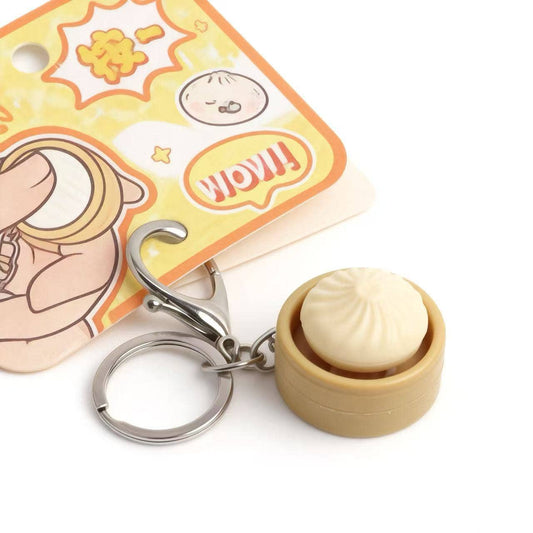 Creative mini dumpling bun squeeze toy button keychain