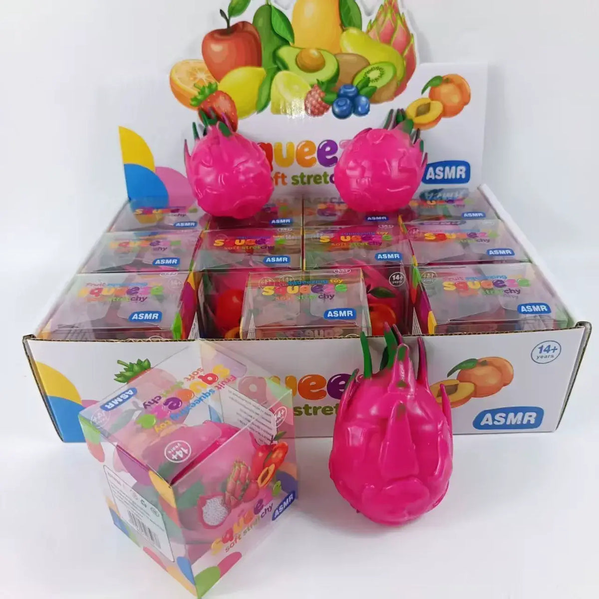 Crunchy Block-Filled Dragon Fruit Squishy Toy