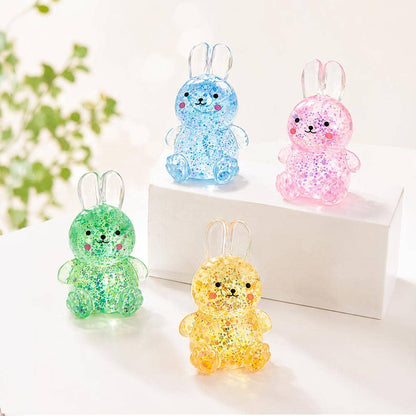 12PCS - Glitter Bunny Squeeze Squishy Stress Relief Toy