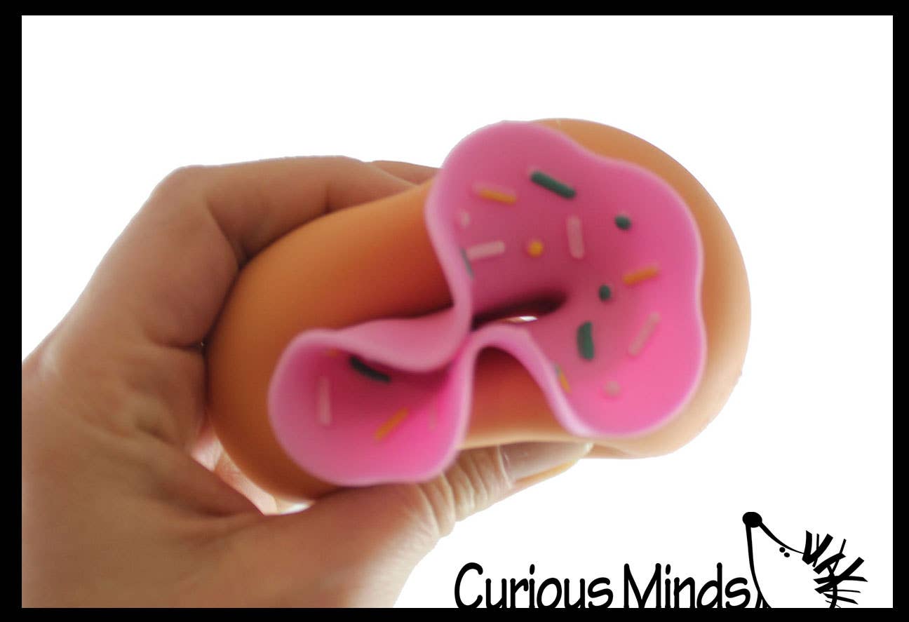 1 Cute Donut Doughnut Soft Doh Filled Stretch Ball with Remo