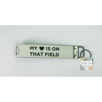 Leather Wristlet - Baseball Mom (White)|8415