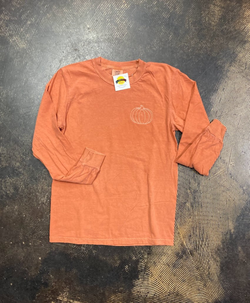 Simple Pumpkin long sleeve tee|7971