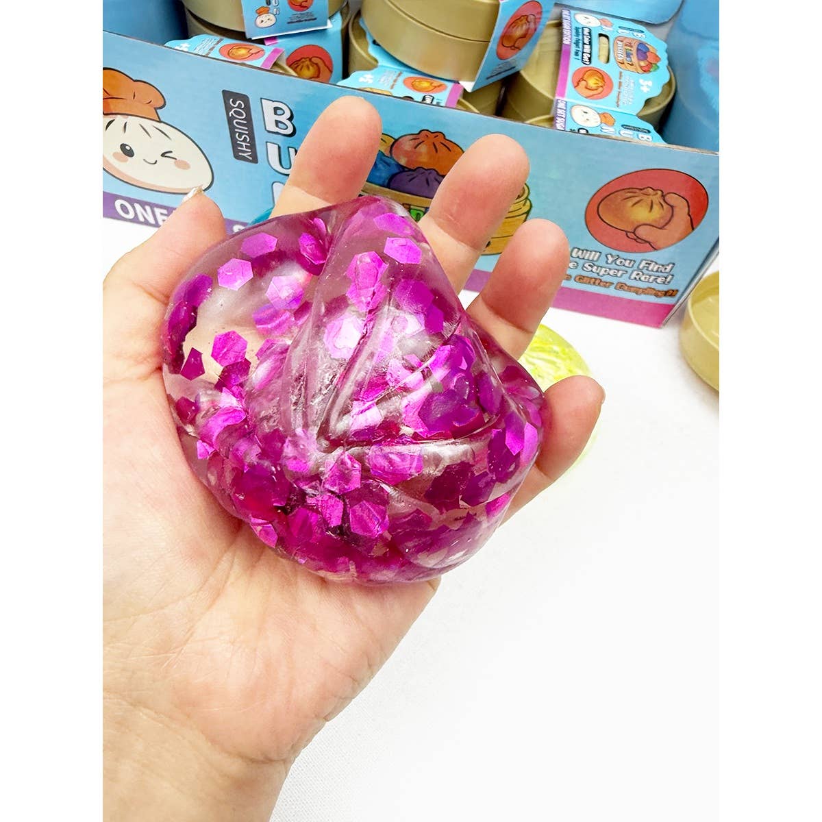 Mystery Sugar Glittered Dumpling Squishy with Steamer