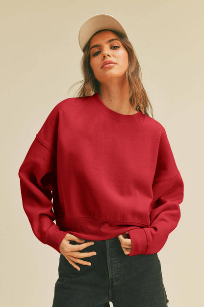 Blank Short Cropped Long Sleeve Sweatshirt