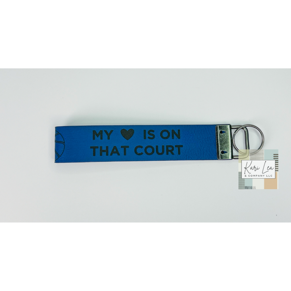 Leather Wristlet - Basketball Mom (Blue/Black)|8382