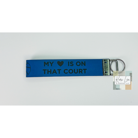 Leather Wristlet - Basketball Mom (Blue/Black)|8382