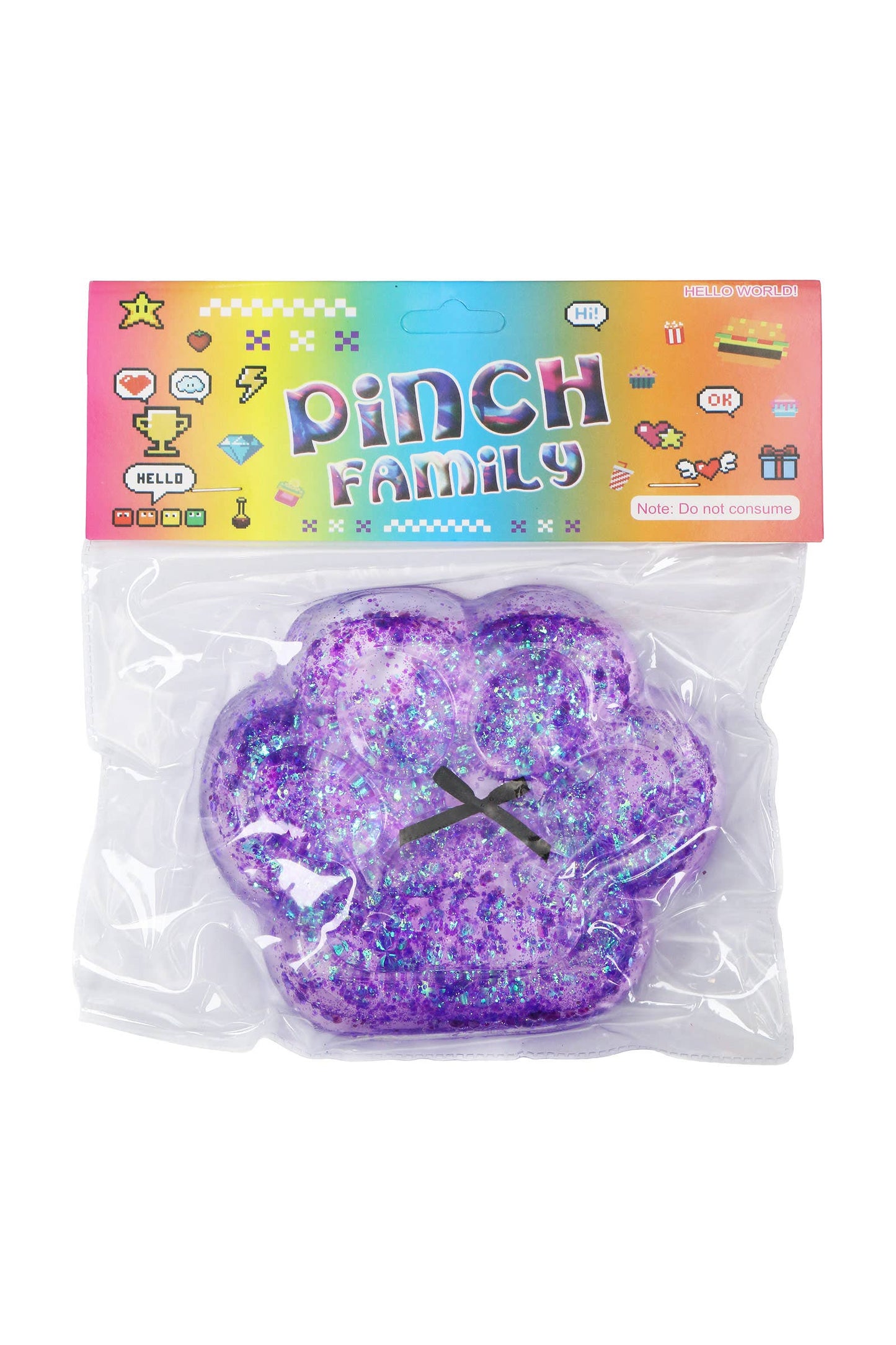 5 Inch Glittery Animal Paw Ribbon Mochi Sticky Squishy Bag