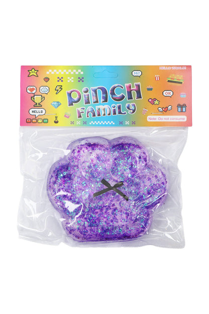 5 Inch Glittery Animal Paw Ribbon Mochi Sticky Squishy Bag