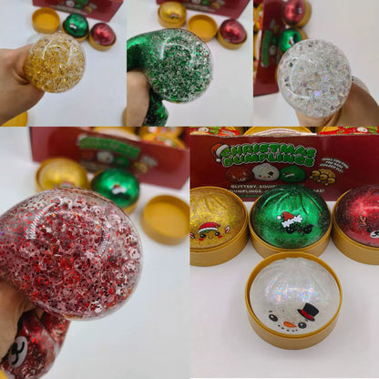 Christmas Glitter Pop-Bead Dumpling Squishy Mystery Toy