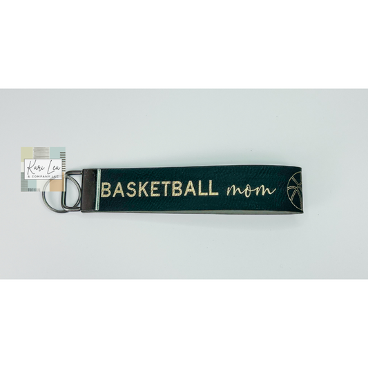 Leather Wristlet - Basketball Mom (Black/Gold)|8388