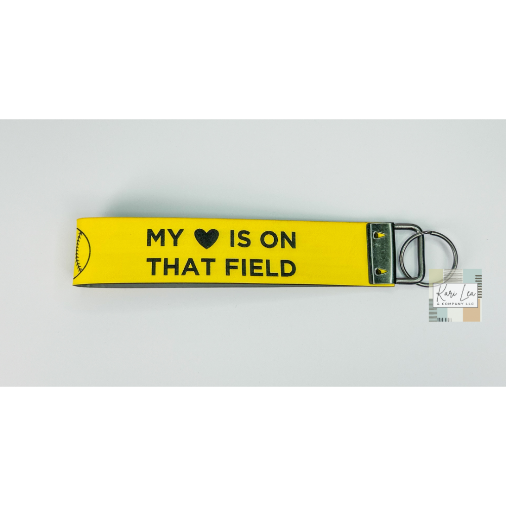 Leather Wristlet - Softball Mom (Yellow)|8431