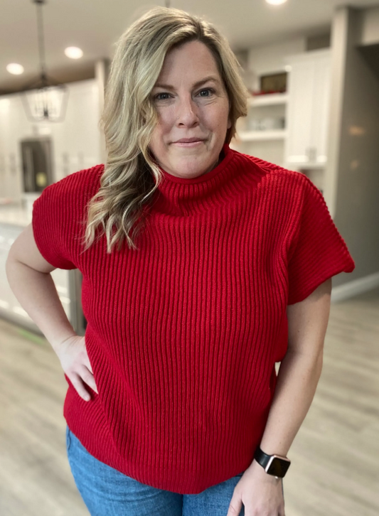 Power Shoulder Mock Neck Sweater|7760