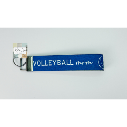 Leather Wristlet - Volleyball Mom (Blue/Silver)|8348