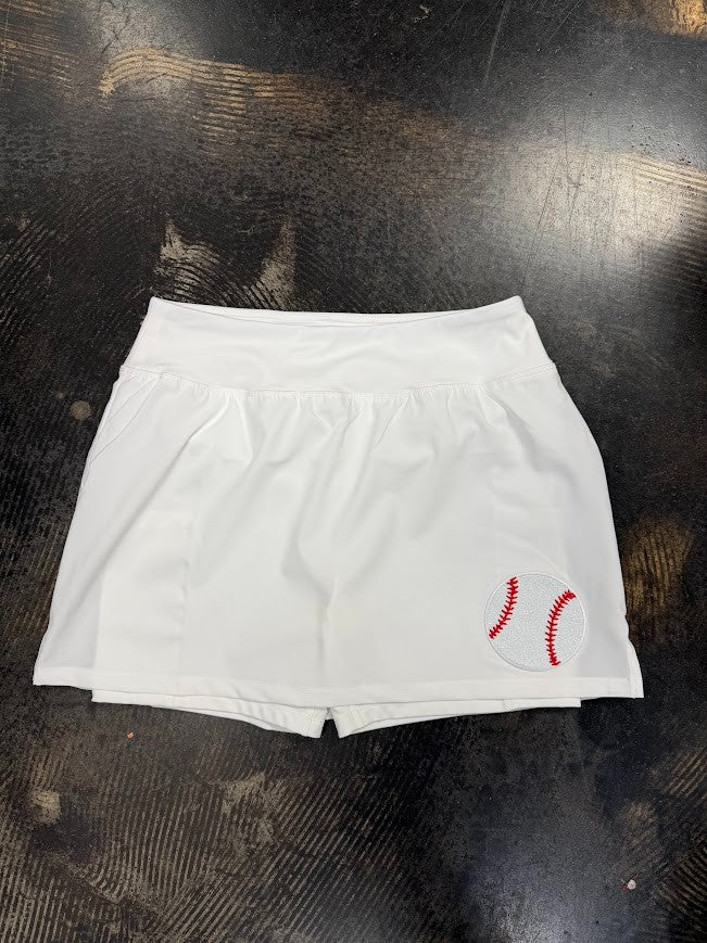 Glitter Baseball White Skort|9306