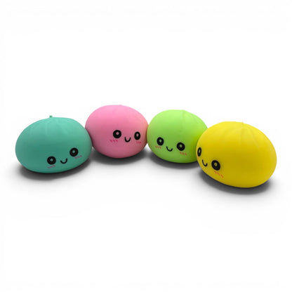 Rainbow Mystery Neon Bun Squishy Toy – 12ct Kawaii Sensory