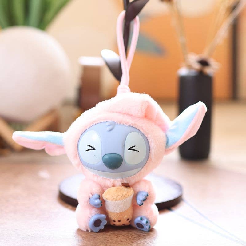 Cute Stitch inspired plush keychain bag charm
