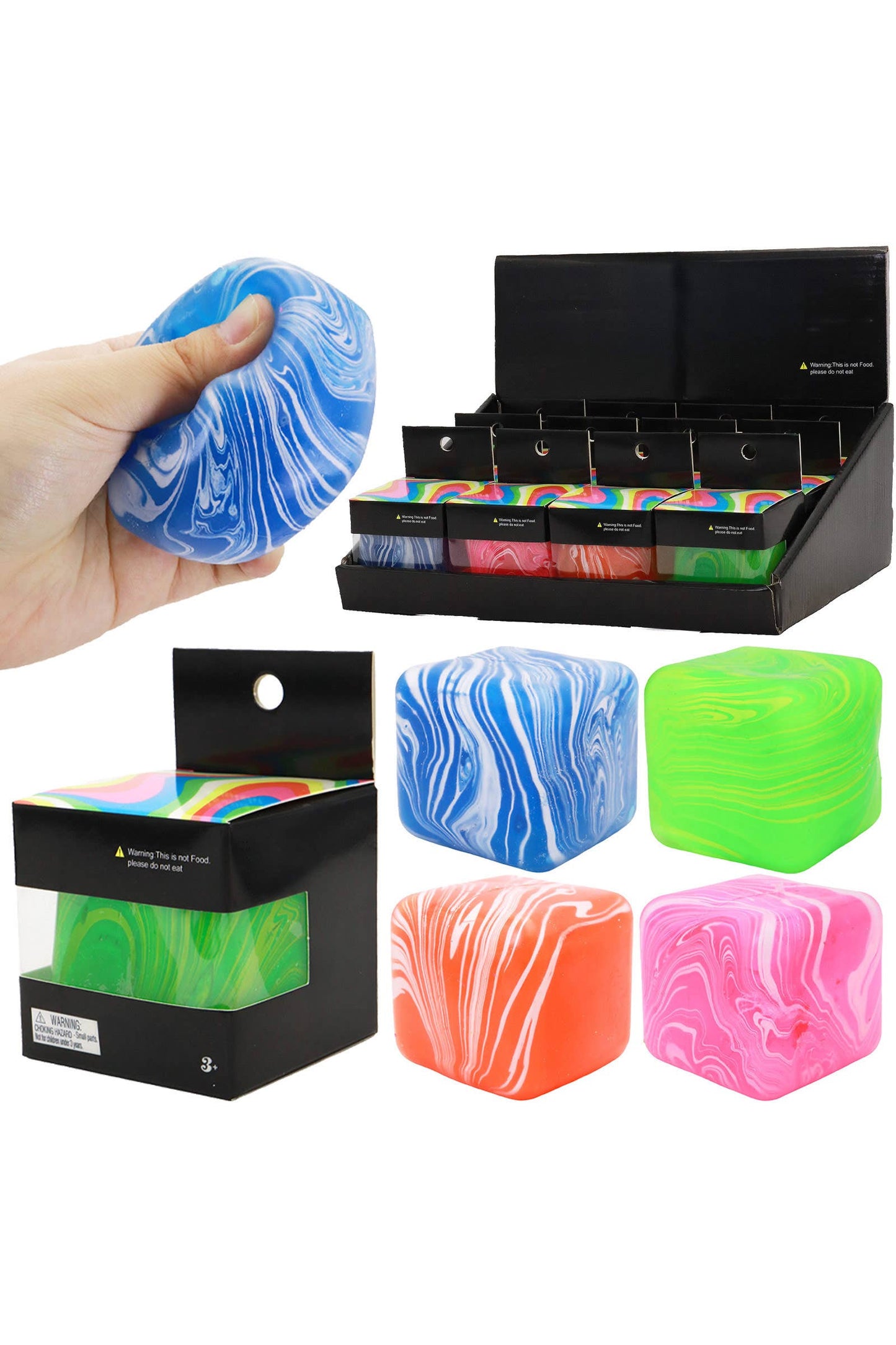 Marbled Cube Putty Filled Squishy - 12 Pcs