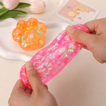 Glitter Cat Paw Slow Rising Squishy Stress Relief Toy