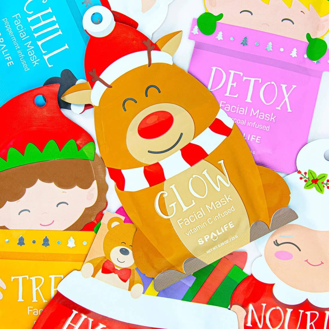 Christmas Holiday Santa's Squad 12 Piece Sheet Mask Gift Set