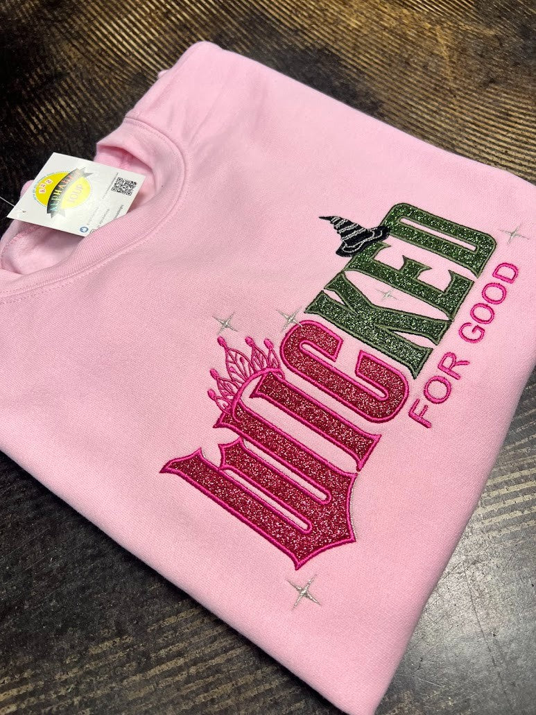 Wicked For Good Glitter Applique crewneck|8586