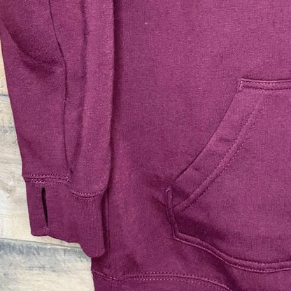 Maroon Long Tunic Hoodie with Chenille Bow|8641