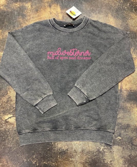 Midwesterner Black  Washed Crew|342