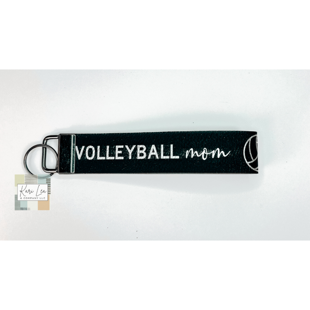 Leather Wristlet - Volleyball Mom (Black/Silver)|8352
