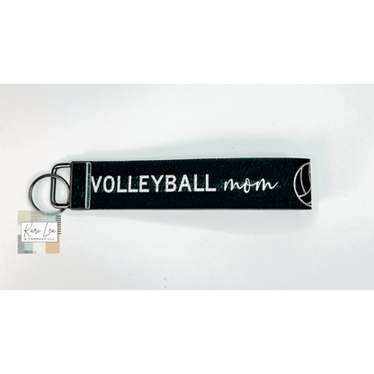 Leather Wristlet - Volleyball Mom (Black/Silver)|8352