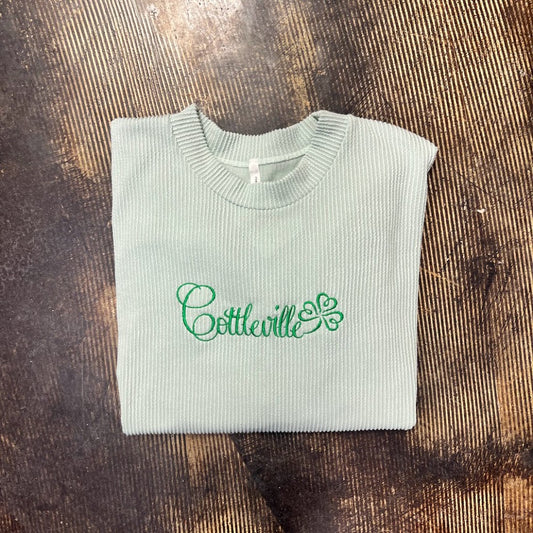 Cottleville Shamrock Ribbed Tunic-sage green|4707