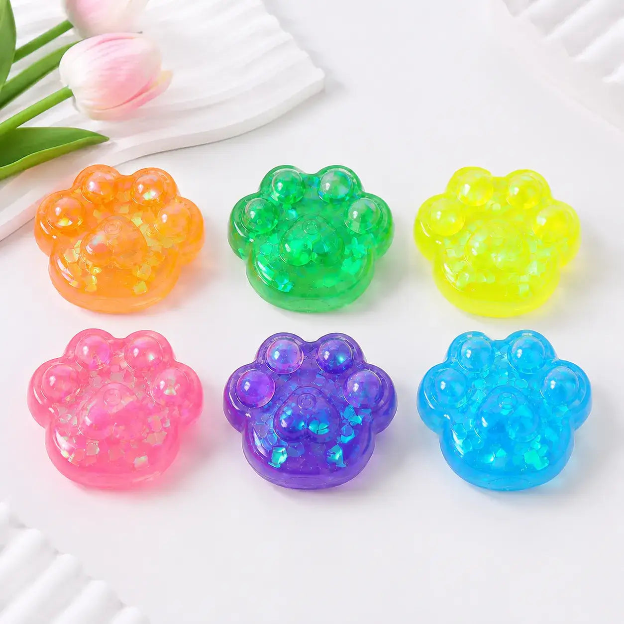 Glitter Cat Paw Slow Rising Squishy Stress Relief Toy