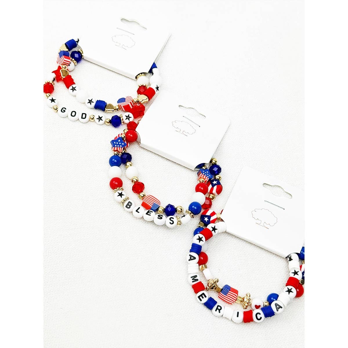 GOD BLESS AMERICA Mix Beaded Stretch USA Bracelet