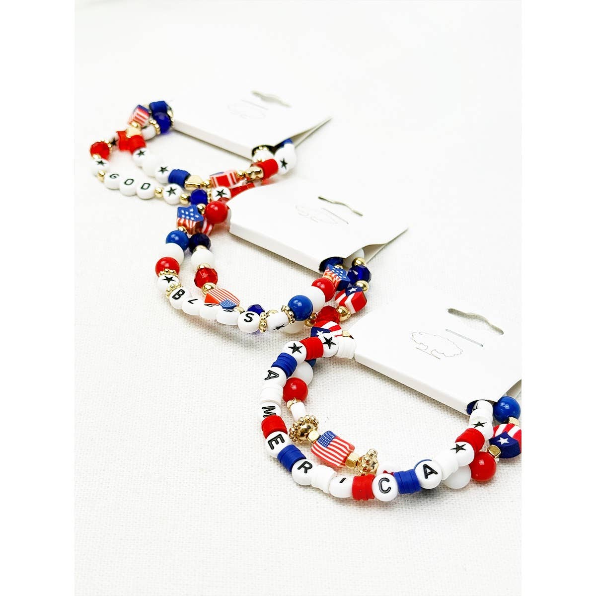 GOD BLESS AMERICA Mix Beaded Stretch USA Bracelet