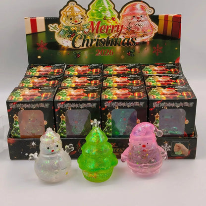 Glitter Christmas Squishy Toys Santa Snowman Tree Stress Relief