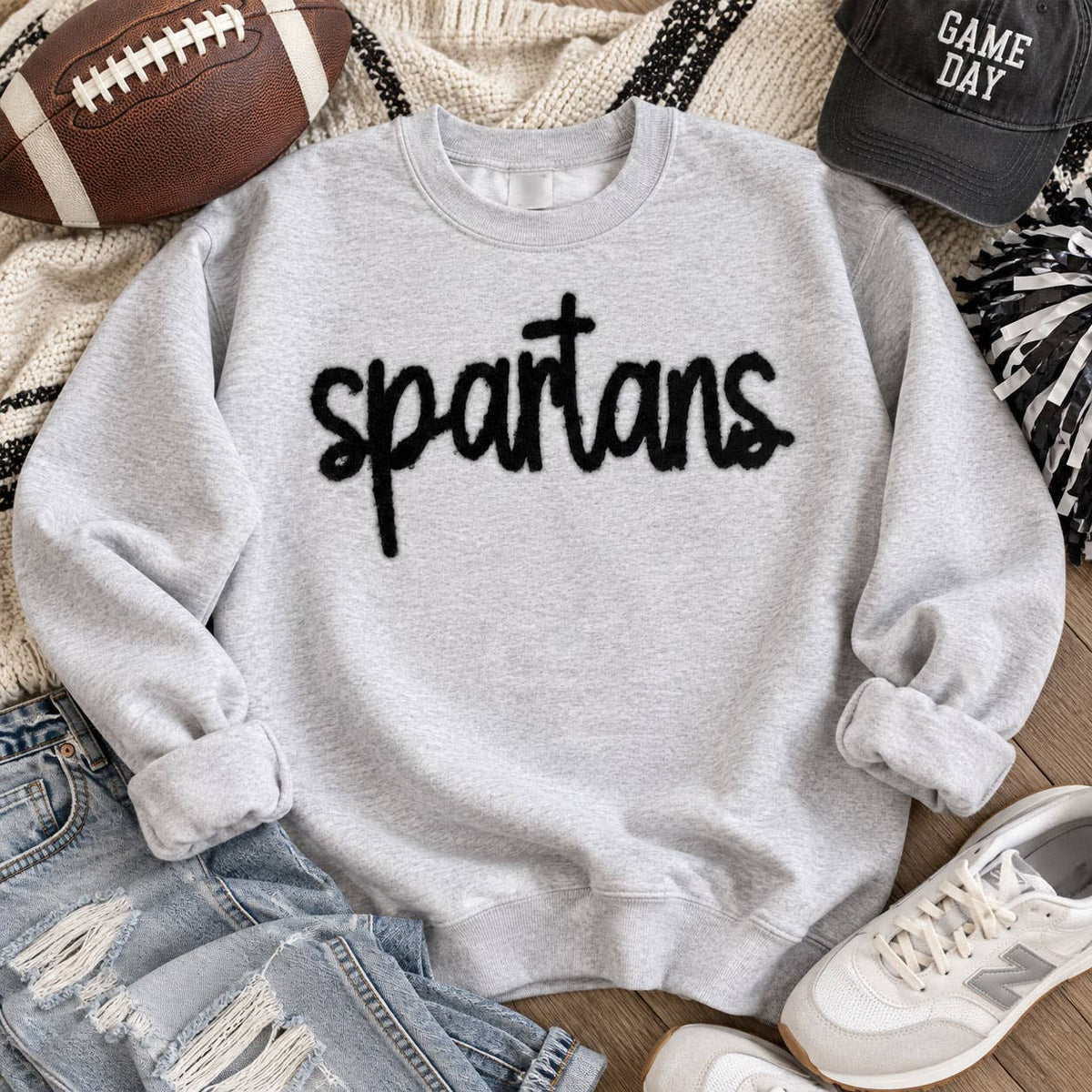 Spartans Fluffy Heat Press Patch | Script Mascot
