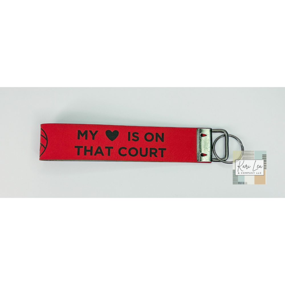 Leather Wristlet - Volleyball Mom (Red)|8343